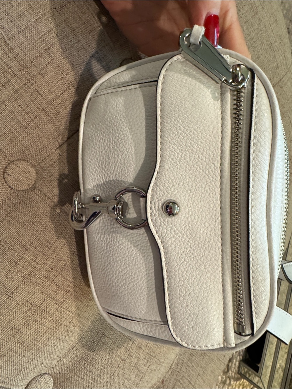 Rebecca Minkoff White Leather Crossbody Bag with Silver Hardware